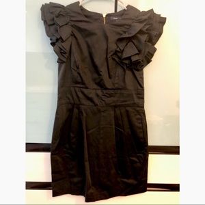 French Connection Black Ruffled Shoulder Cocktail Dress Size 10